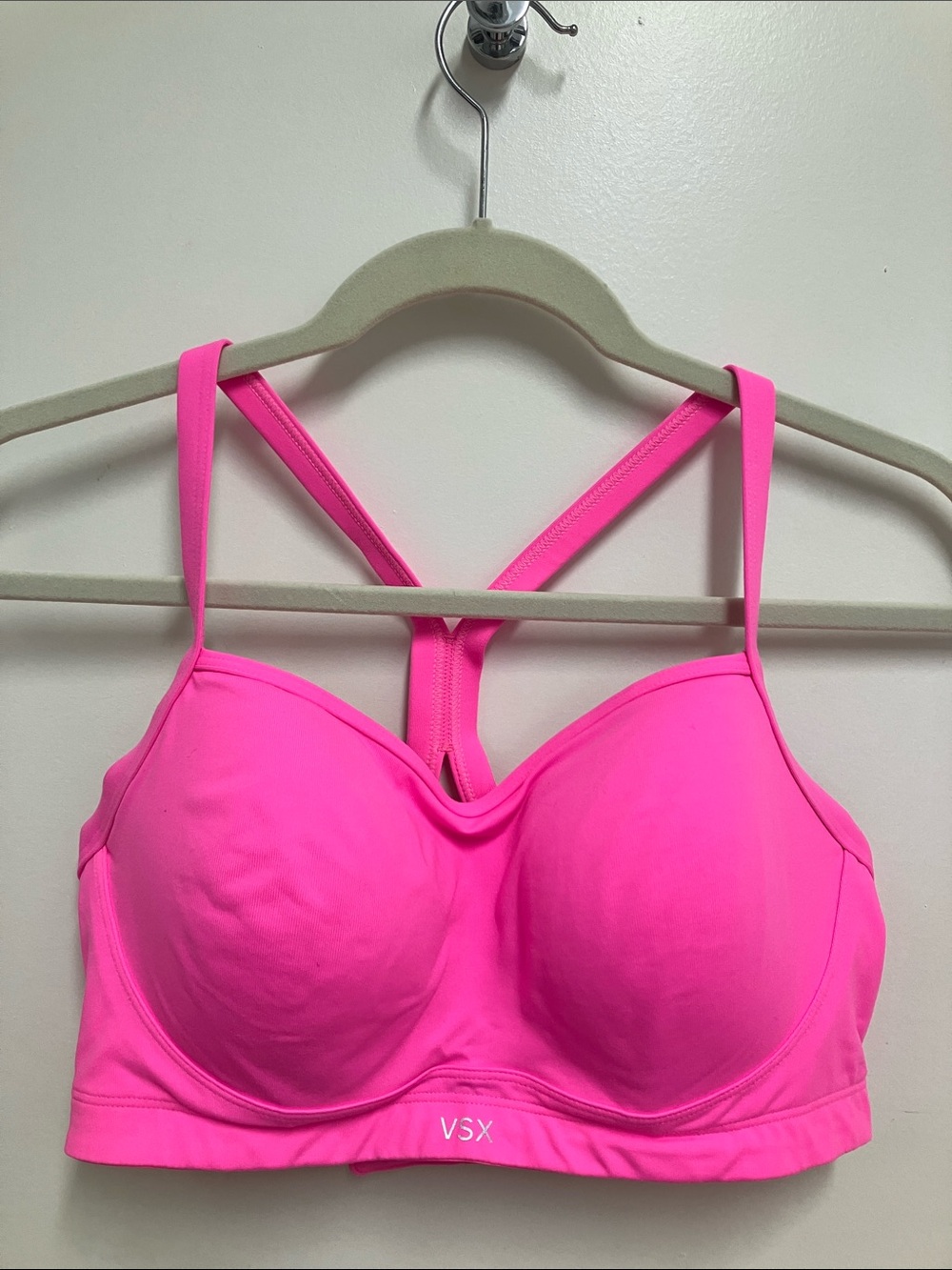 VSX Victoria’s Secret Neon Pink Padded Racerback Sports Bra